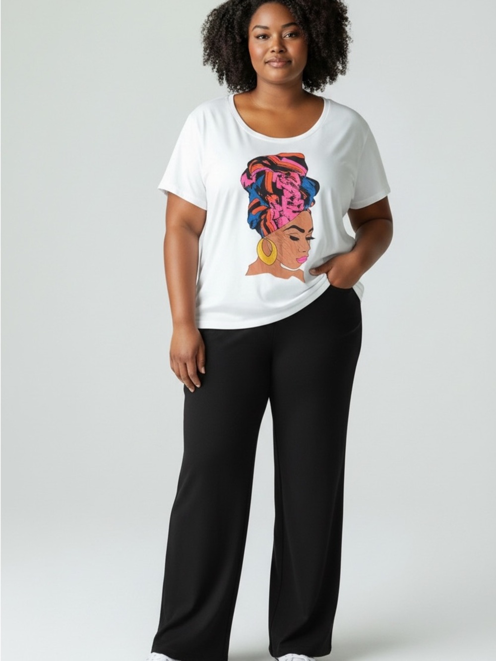 Plus Size Black Wide-Leg Ponte Pants & top